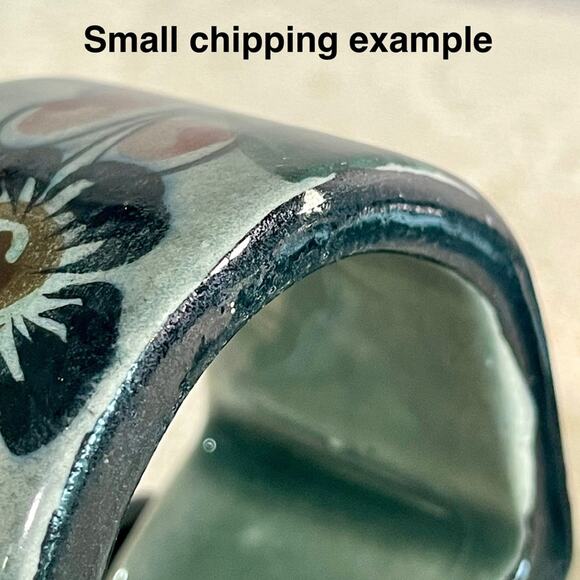 Floral Hand Painted Mexican Pottery Napkin Rings - Picture 12 of 16